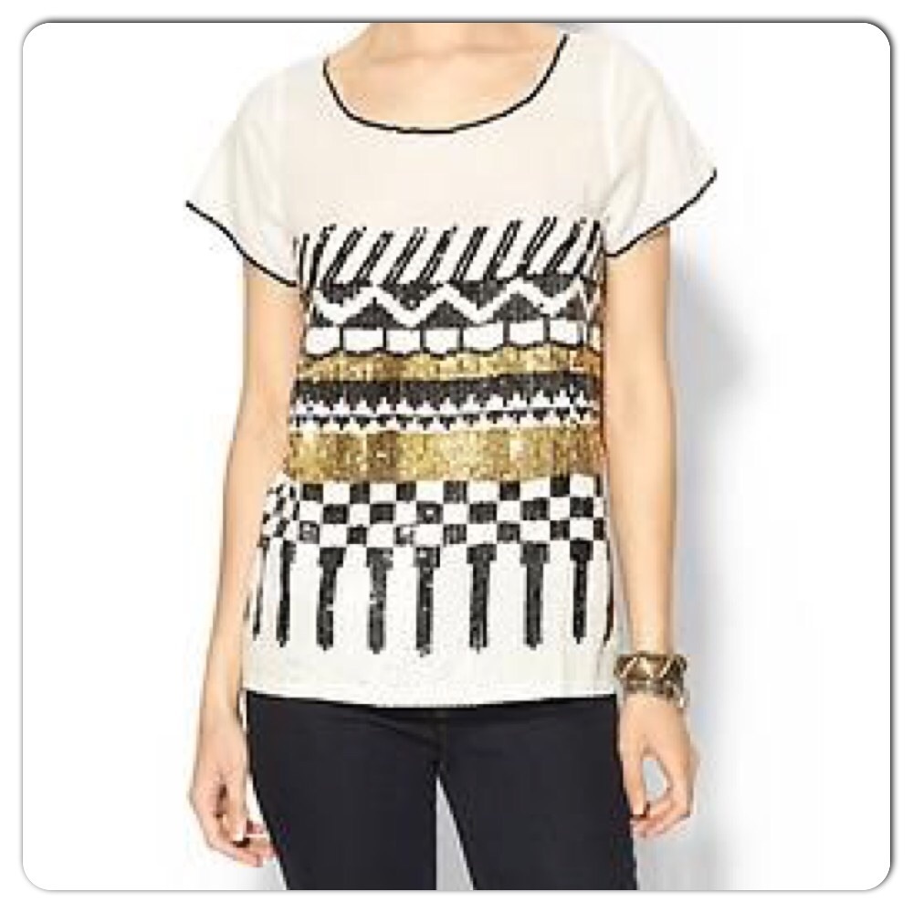 NWOT Sabine Graphic Sequin Tee